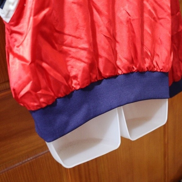 Lizsport Vintage Red & Blue Sateen Bomber Jacket Nylon Medium Sporty 80s/90s - Picture 10 of 15